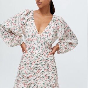 MINKPINK Floral Long Sleeve Dress – Romantic Cottagecore V-Neck (Size M)